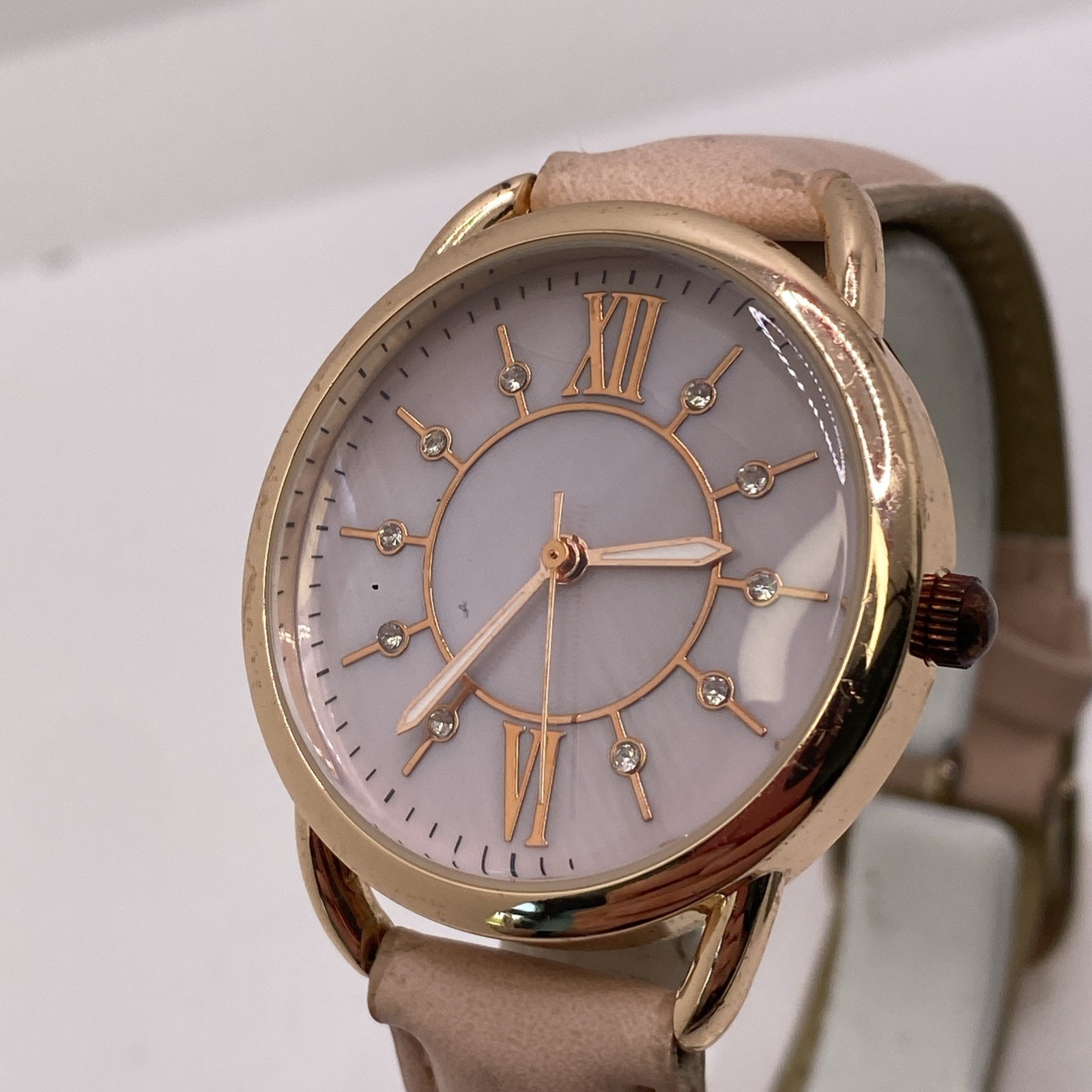 Womens Rose Gold Mop Dial Watch New Battery